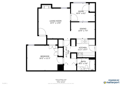 One Bedroom / One Bath - 785 Sq. Ft.*