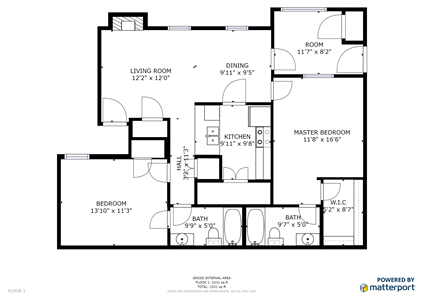Two Bedroom / Two Bath - 1,031 Sq. Ft.*